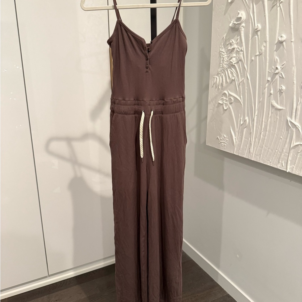 Vuori Dark Brown Jumpsuit with Cream Accents